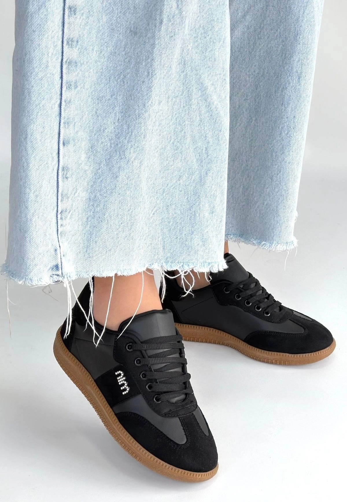 Lunga Siyah Cilt Bağcıklı Spor Ayakkabı