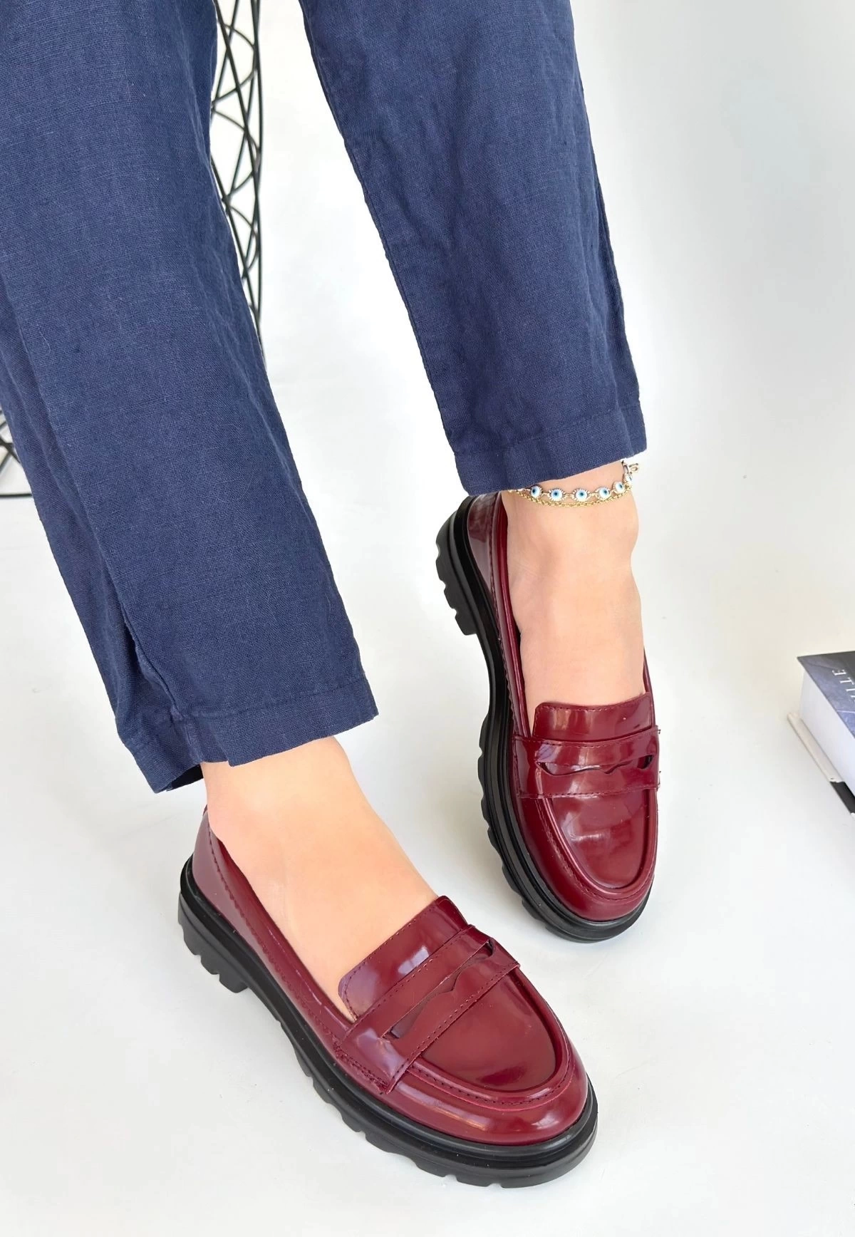 Narli Bordo Rugan Oxford Ayakkabı