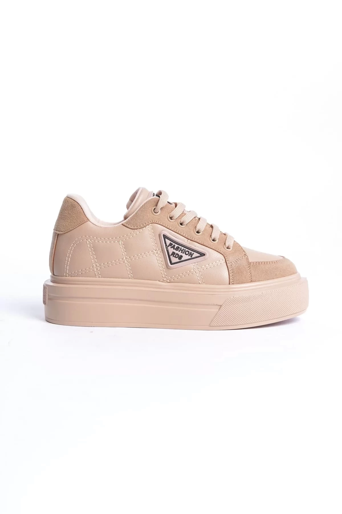 PRAG Bağcıklı Ortopedik Taban Desenli Kadın Sneaker Spor Ayakkabı TT - Ten