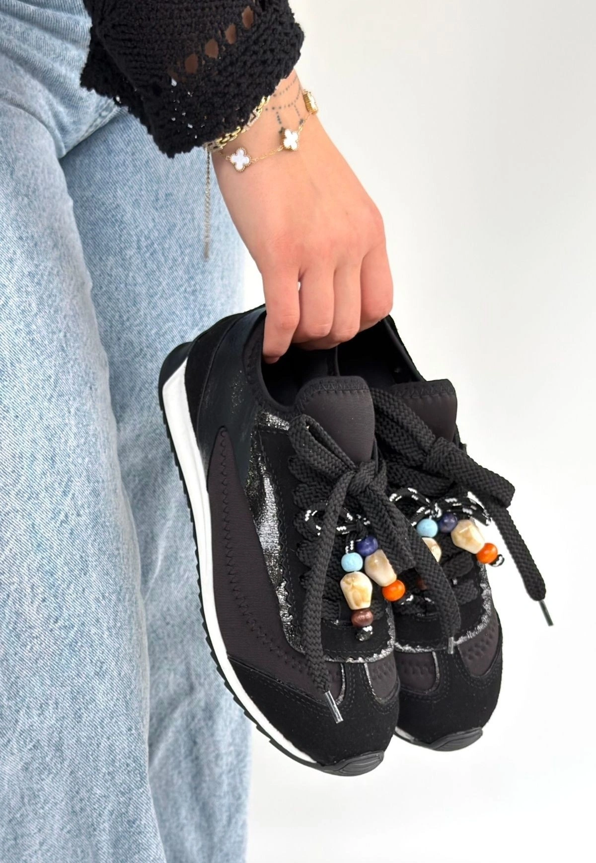 Riaf Siyah Cilt Bağcıklı Spor Ayakkabı