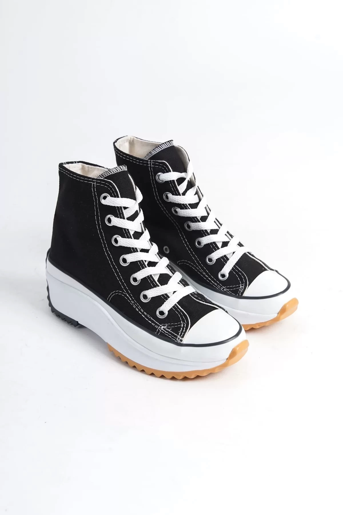 ROMA Bağcıklı Ortopedik Taban Kadın Sneaker Spor Ayakkabı  BT - Siyah
