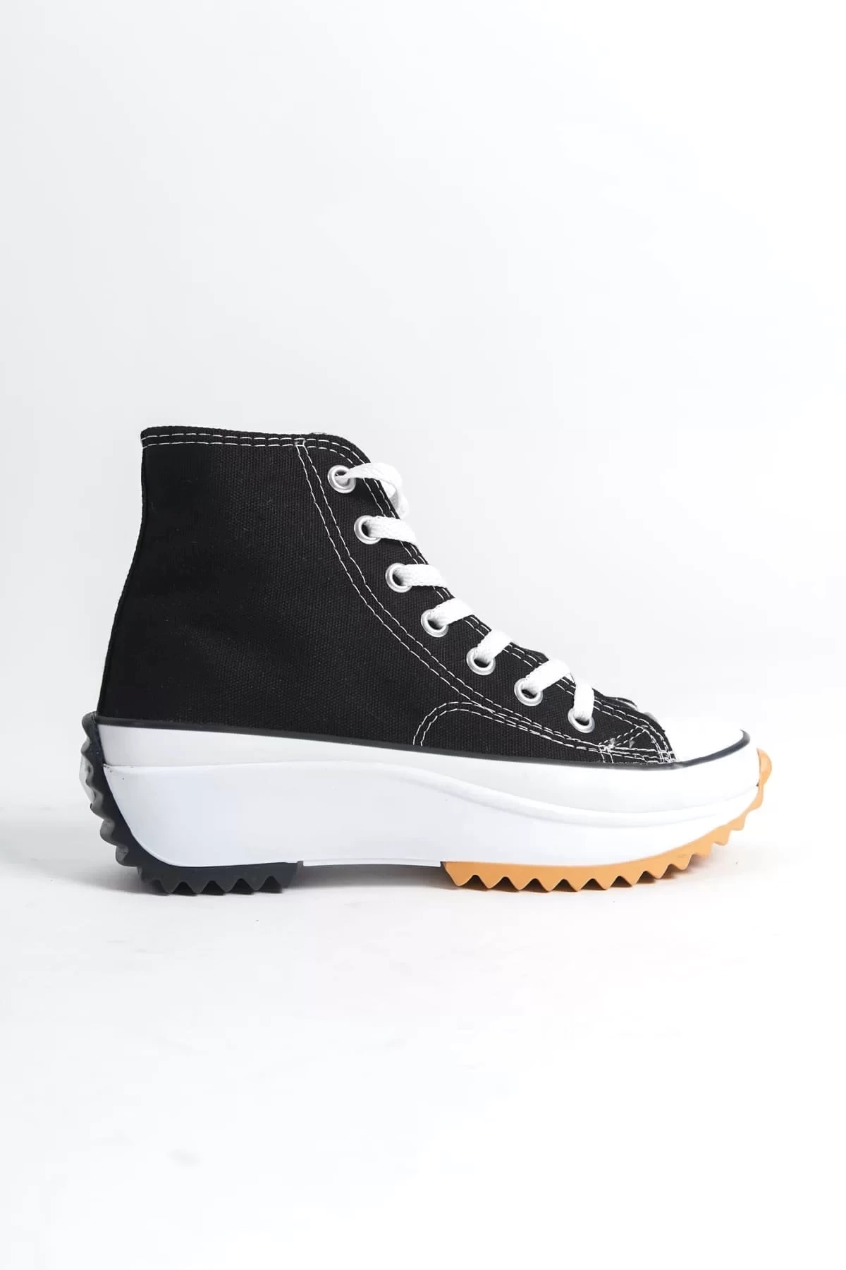 ROMA Bağcıklı Ortopedik Taban Kadın Sneaker Spor Ayakkabı  BT - Siyah