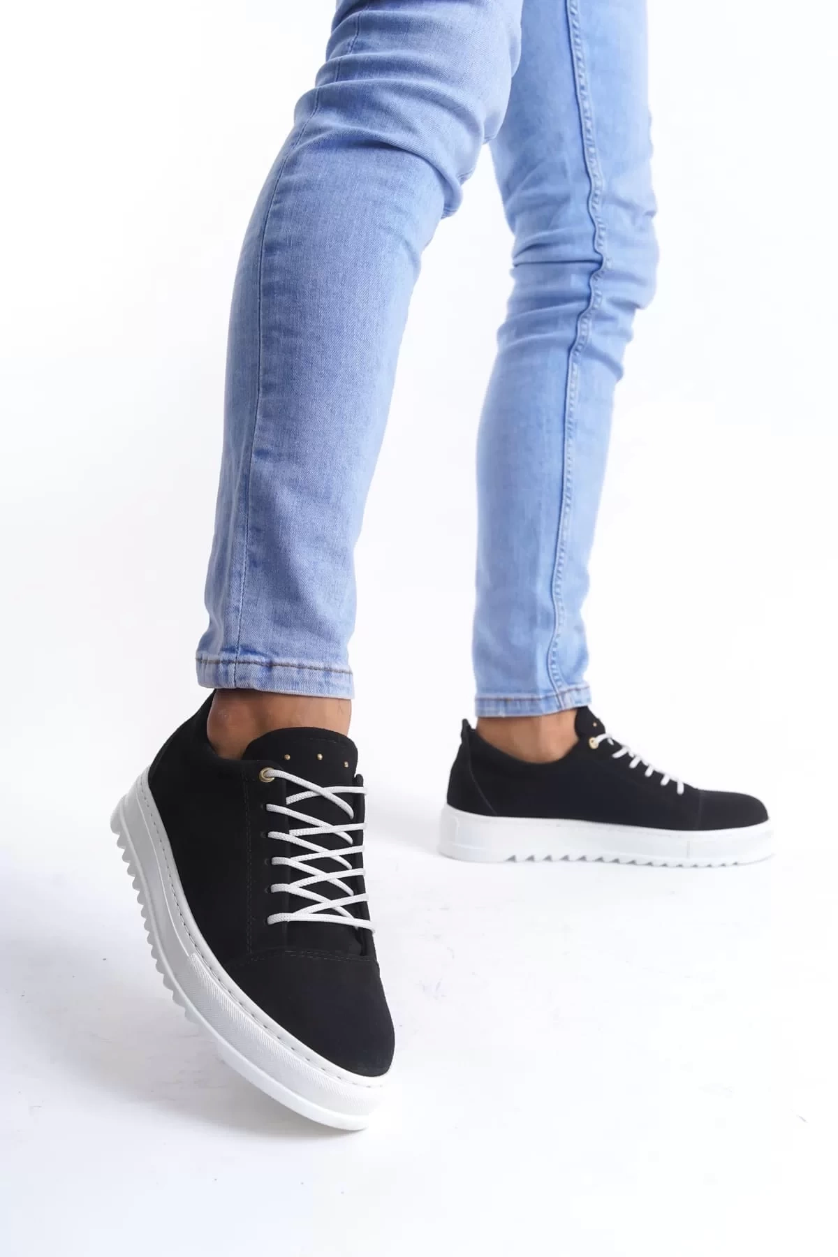 SLW152 Cool Bağcıklı Süet Erkek Günlük Spor Klasik Ayakkabı SBT - Siyah