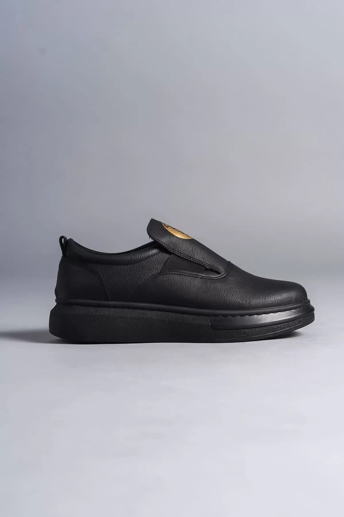 SLW161 Hippo Bağcıksız Cilt Erkek Günlük Sneaker Ayakkabı CST - Siyah