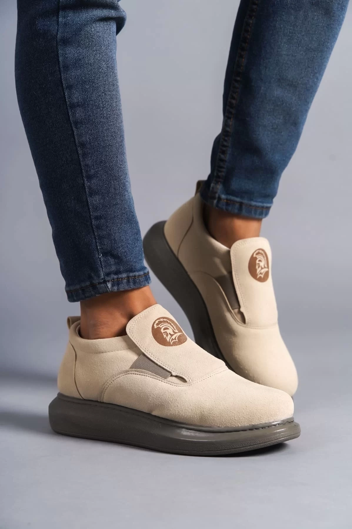 SLW161 Hippo Bağcıksız Süet Erkek Günlük Sneaker Ayakkabı SGT - Bej