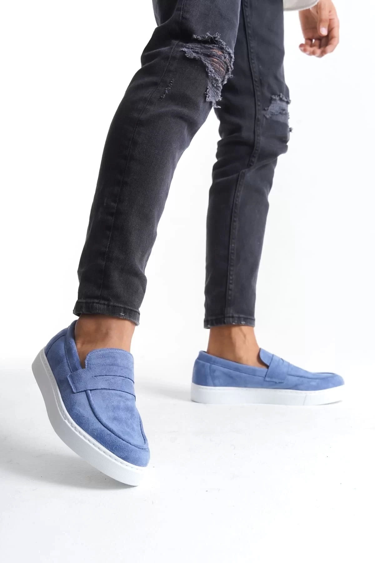 SLW180 Estilo X Bağcıksız Süet Erkek Günlük Spor Klasik Ayakkabı SBT - Mavi