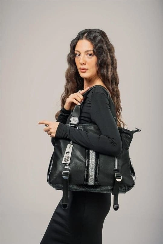 Toja Siyah Cilt Kol Ve Omuz Çantası