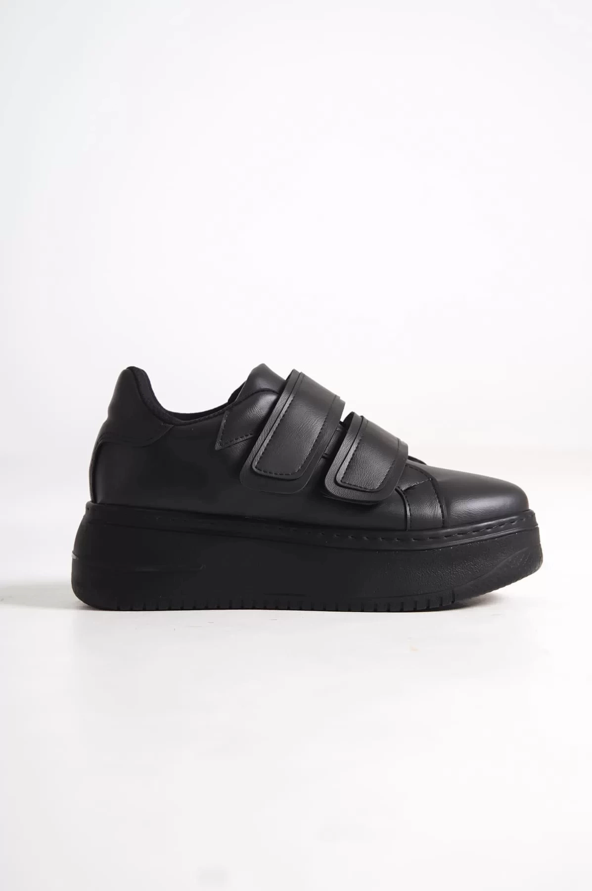 VALENCIA Bağcıksız Cırt Cırtlı Ortopedik Taban Kadın Sneaker Spor Ayakkabı ST - Siyah