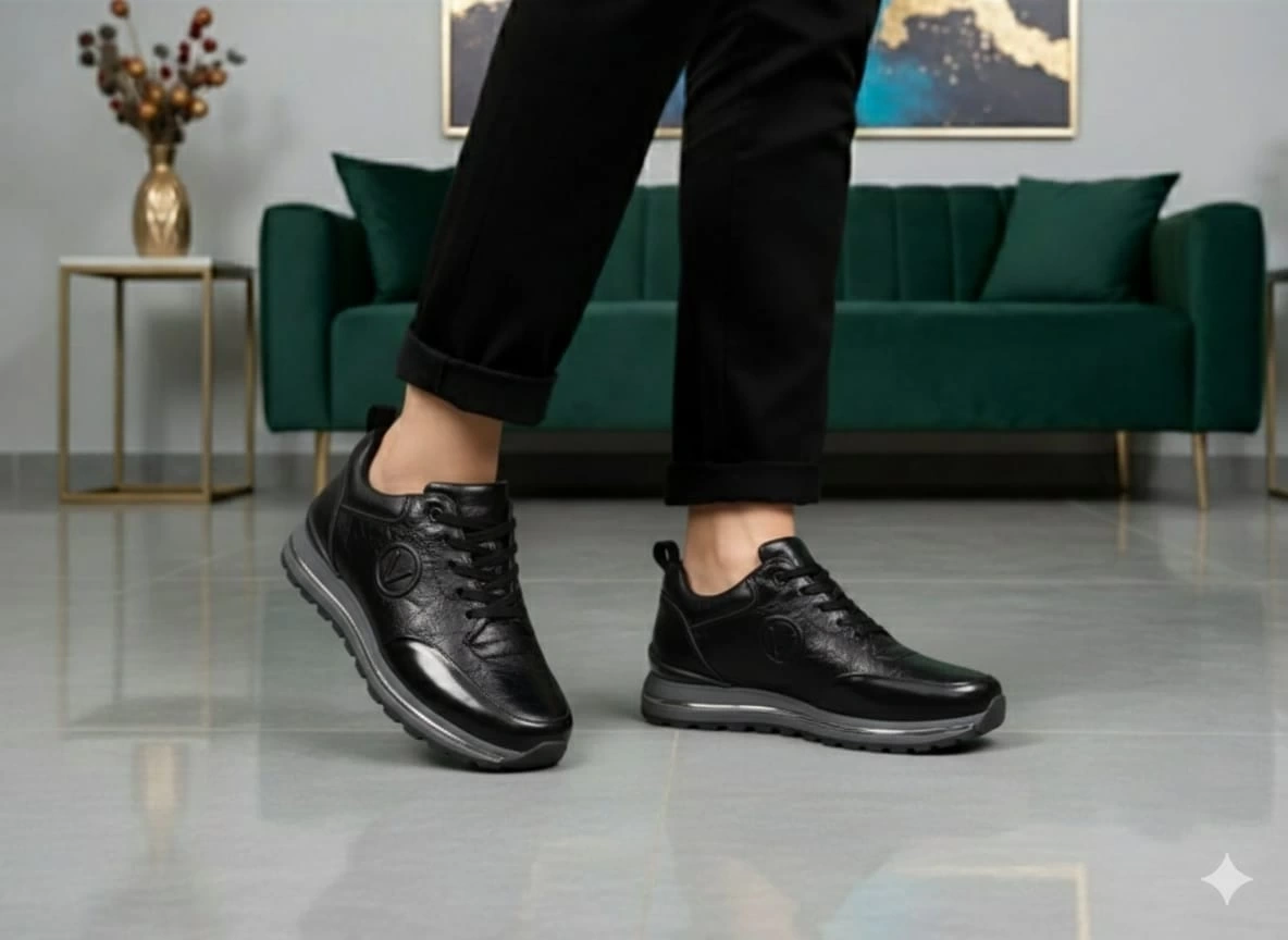 VOYAGER M112 ERKEK DERİ GÜNLÜK SPOR AYAKKABI SİYAH AÇMA RUGAN