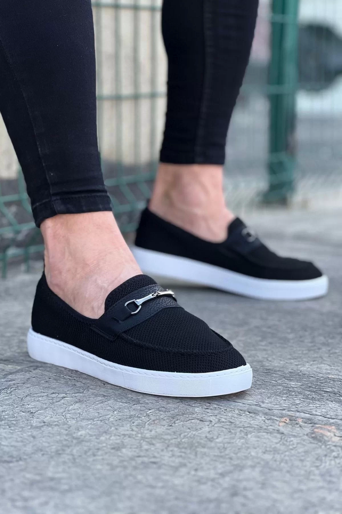 WG060 Siyah Triko Babet Erkek Casual Ayakkabı