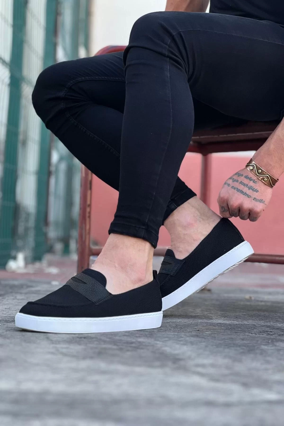 WG061 Siyah Triko Babet Erkek Casual Ayakkabı