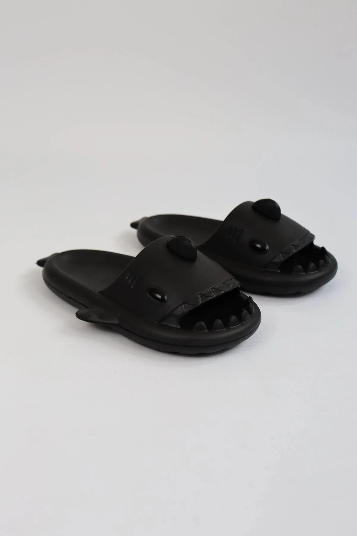 WG500 Köpekbalığı Siyah Unisex Tam Ortopedik Terlik Shark Slides