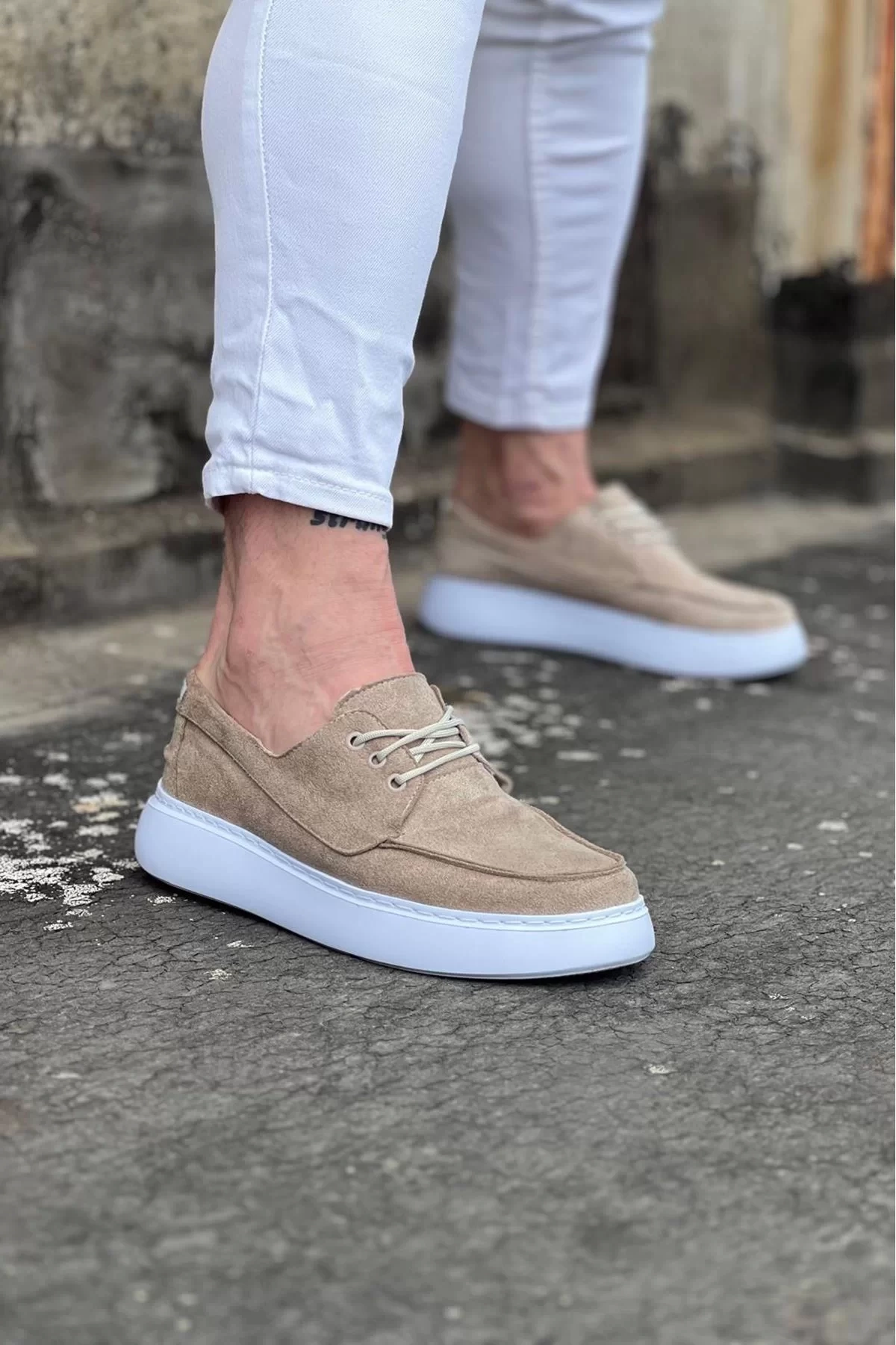 WG508 Bej Süet Ortopedik Taban Erkek Casual Ayakkabı