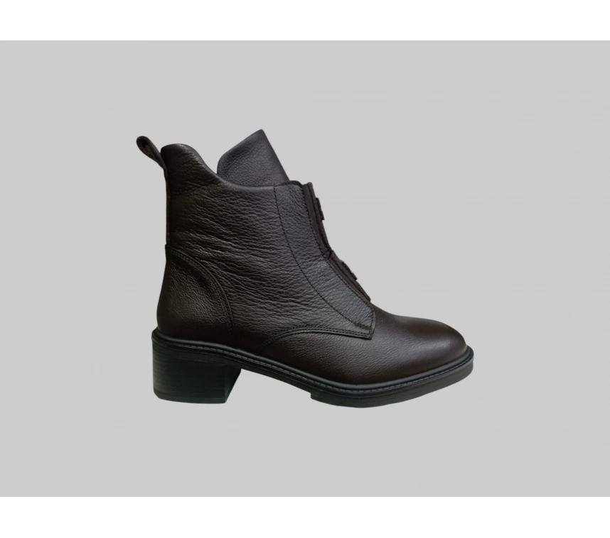 CASTLE BLACK CB-11032-1 KADIN DERİ ÖNÜ LASTİKLİ YANI FERMUARLI BOT KAHVE