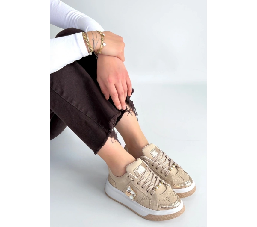 Ceans Bej Süet Bağcıklı Spor Ayakkabı