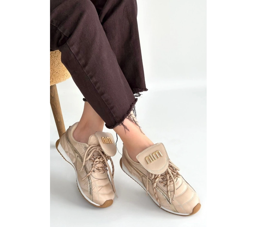 Dissa Bej Cilt Bağcıklı Paraşüt Detaylı Spor Ayakkabı