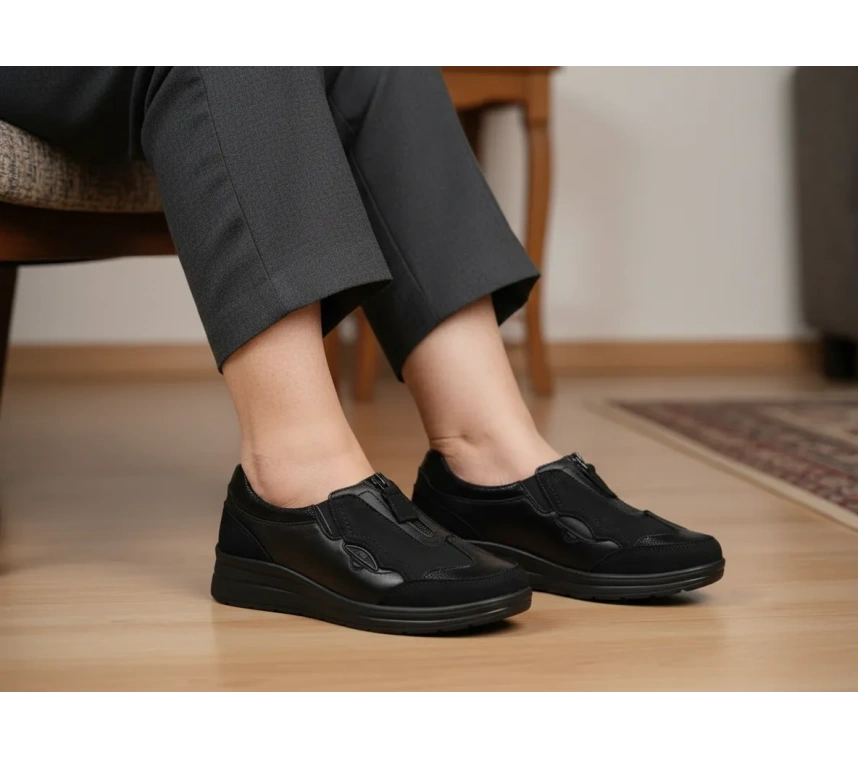 FORELLİ TIANNA-H KADIN DERİ COMFORT AYAKKABI SİYAH