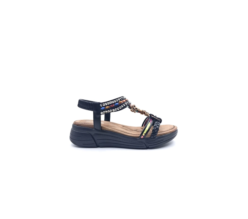 GUJA 25Y154-4 KADIN KALIN TABAN TAŞLI SANDALET SİYAH
