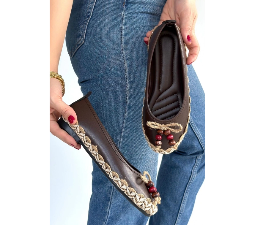 Ilwe Kahverengi Cilt Babet Ayakkabı