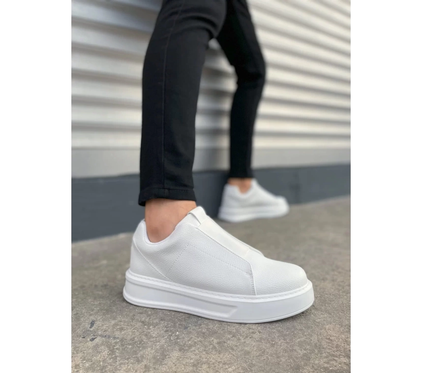 JY007 Alba Bağcıksız Cilt Erkek Günlük Sneaker Ayakkabı CBT Beyaz