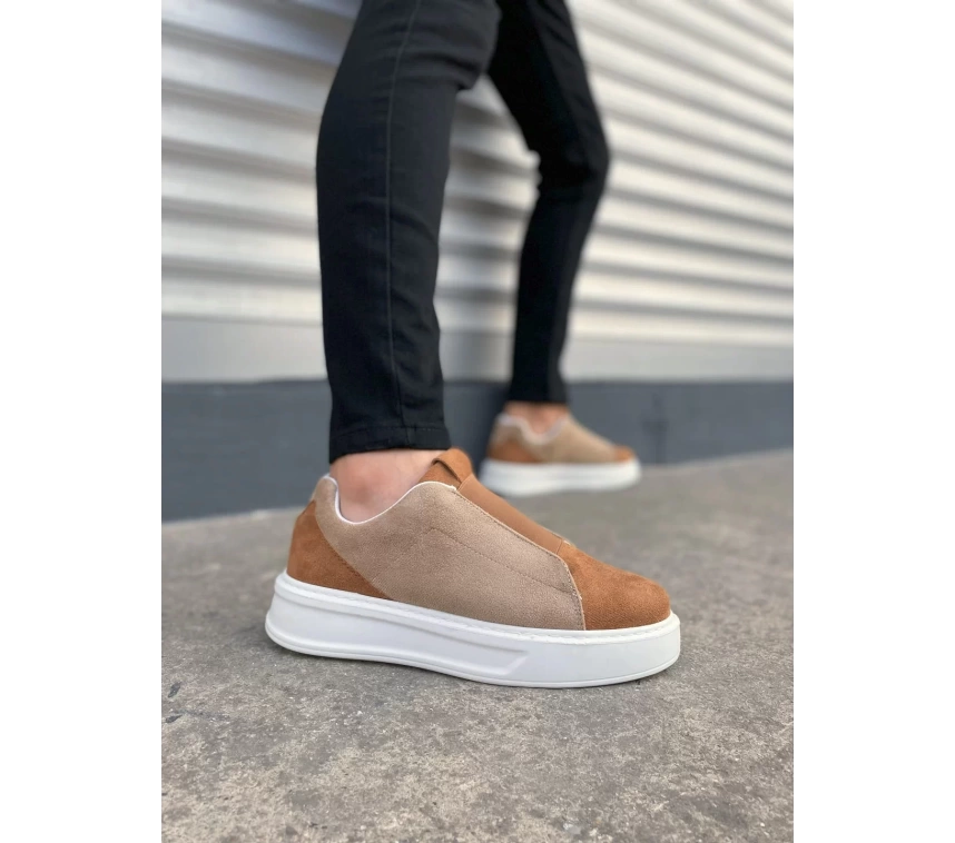 JY007 Alba Bağcıksız Süet Erkek Günlük Sneaker Ayakkabı SBT Taba/Vizon