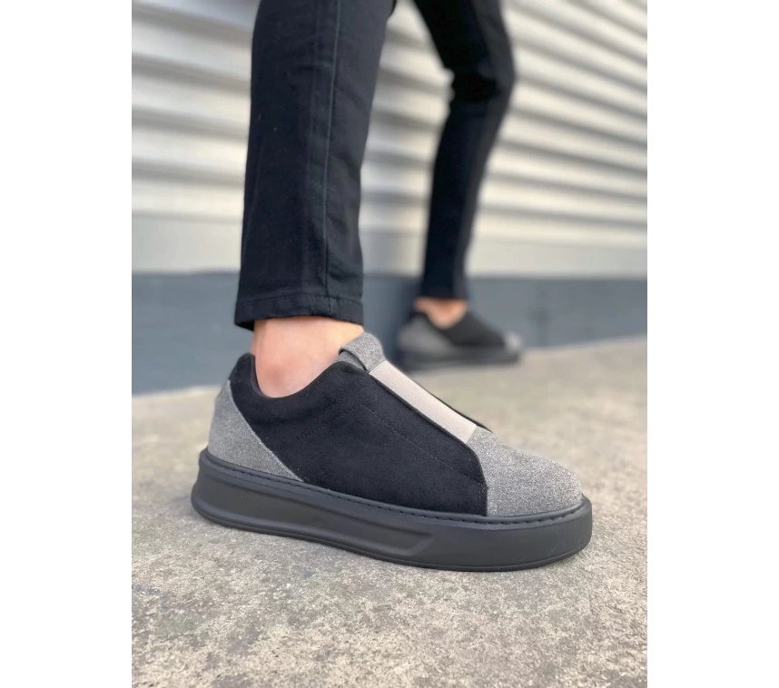 JY007 Alba Bağcıksız Süet Erkek Günlük Sneaker Ayakkabı SST Gri/Siyah