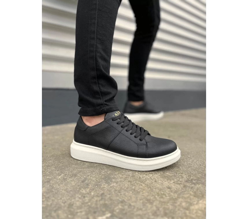 JY151 Boost Bağcıklı Cilt Erkek Günlük Sneaker Ayakkabı CBT - Siyah
