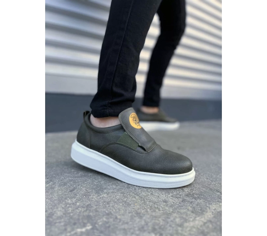 JY161 Hippo Bağcıksız Cilt Erkek Günlük Sneaker Ayakkabı CBT - Haki