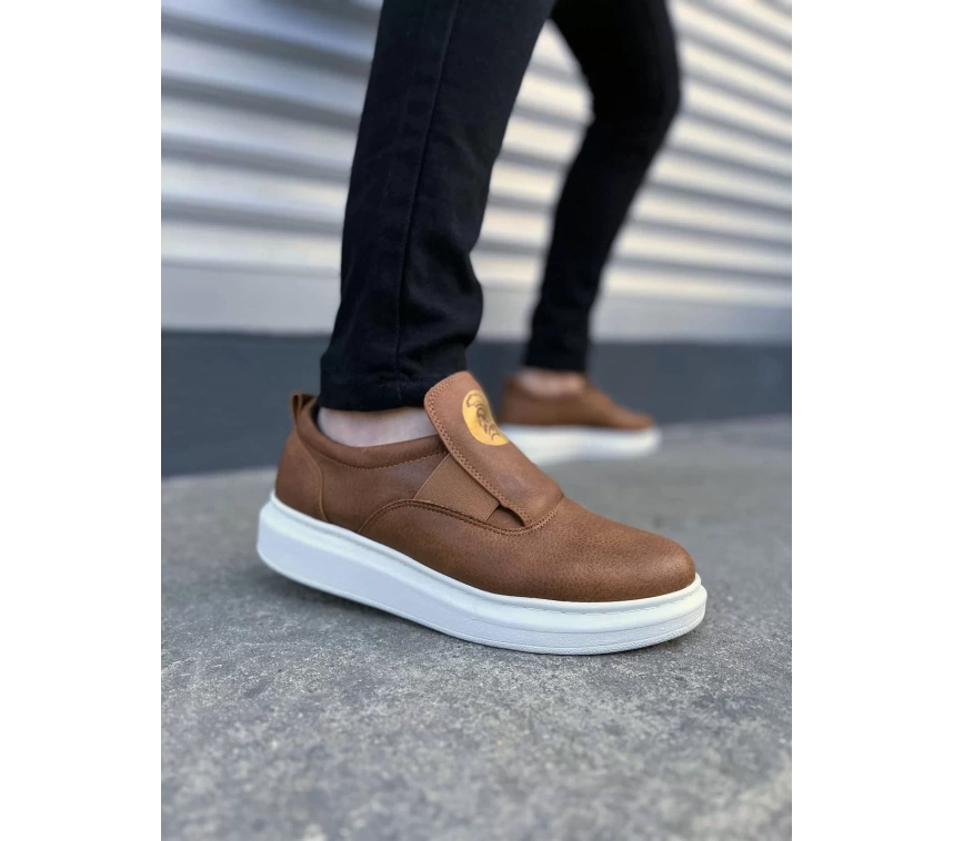 JY161 Hippo Bağcıksız Cilt Erkek Günlük Sneaker Ayakkabı CBT - Taba