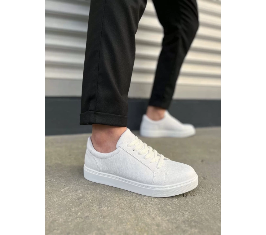 JY165 Elite Bağcıklı Cilt Erkek Günlük Sneaker Ayakkabı CBT - Beyaz