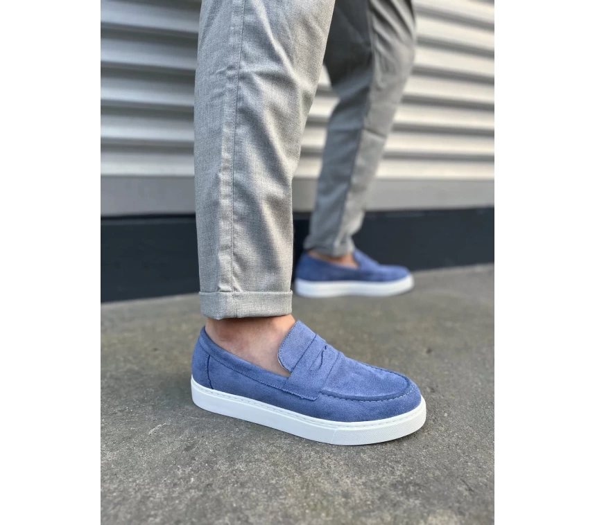 JY180 Estilo X Bağcıksız Süet Erkek Günlük Spor Klasik Ayakkabı SBT - Mavi
