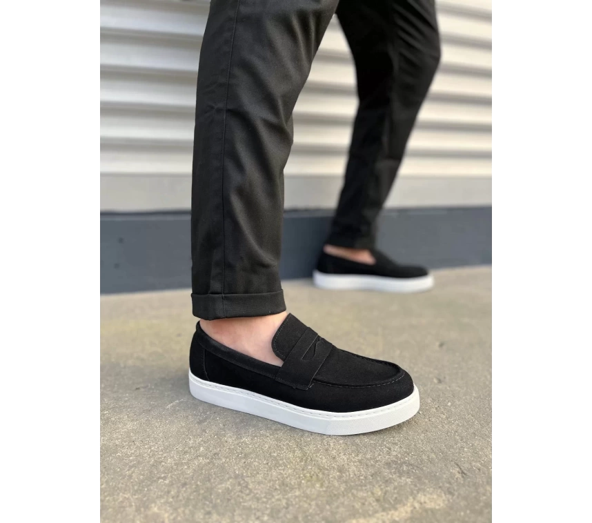 JY180 Estilo X Bağcıksız Süet Erkek Günlük Spor Klasik Ayakkabı SBT - Siyah
