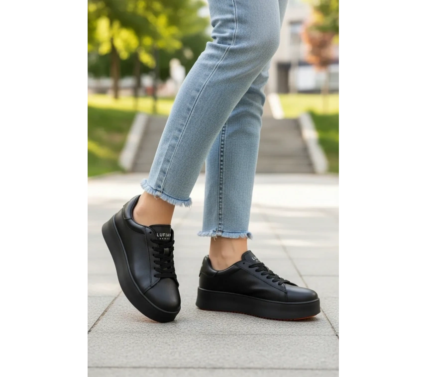 LUFIAN ADEL KADIN DERİ SNEAKER AYAKKABI SİYAH
