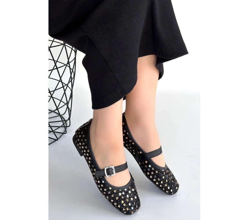 Moden Siyah Süet Babae Ayakkabı