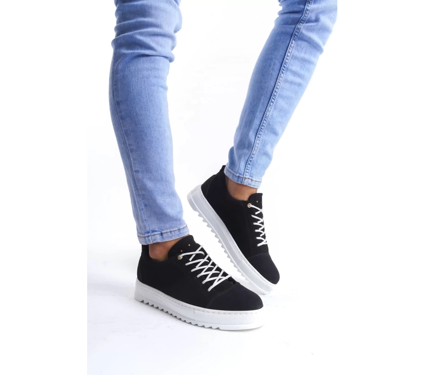 SLW152 Cool Bağcıklı Süet Erkek Günlük Spor Klasik Ayakkabı SBT - Siyah