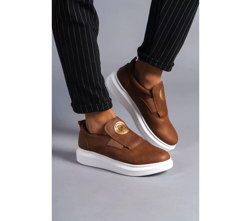 SLW161 Hippo Bağcıksız Cilt Erkek Günlük Sneaker Ayakkabı CBT - Taba
