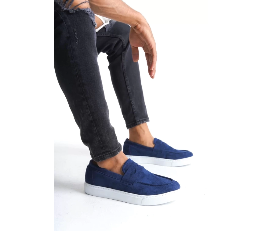 SLW180 Estilo X Bağcıksız Süet Erkek Günlük Spor Klasik Ayakkabı SBT - Lacivert