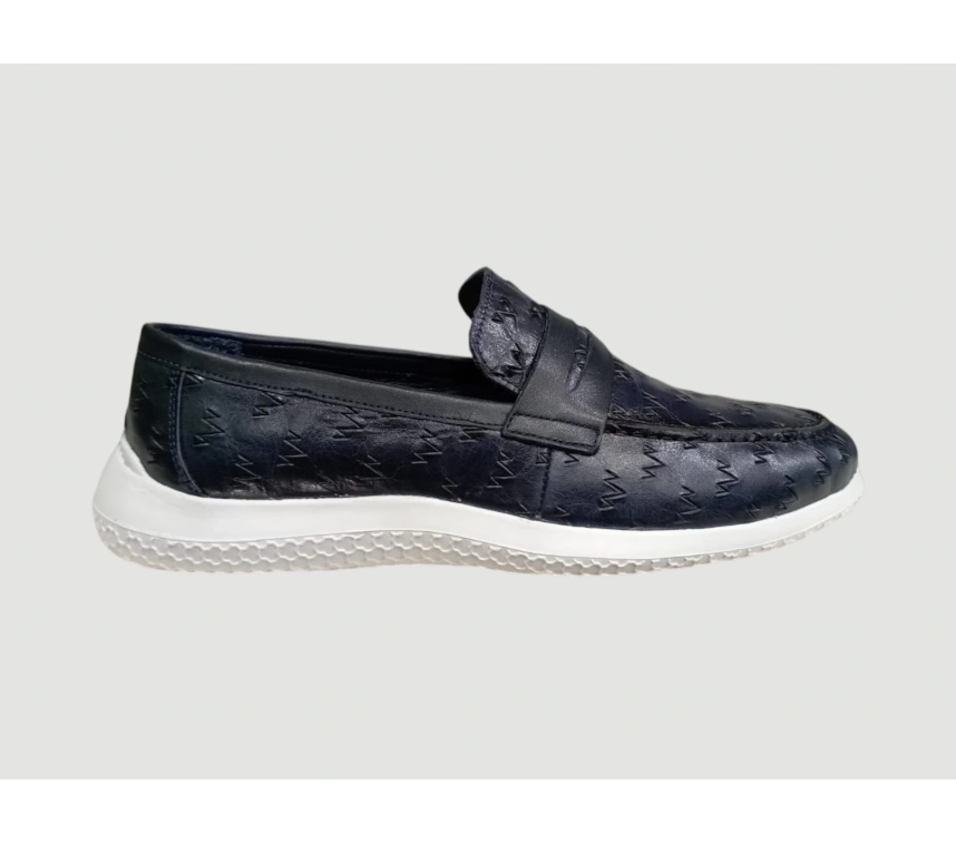 VOYAGER M211-1 ERKEK HAKİKİ DERİ SPOR TABAN LOAFER AYAKKABI LACİVERT