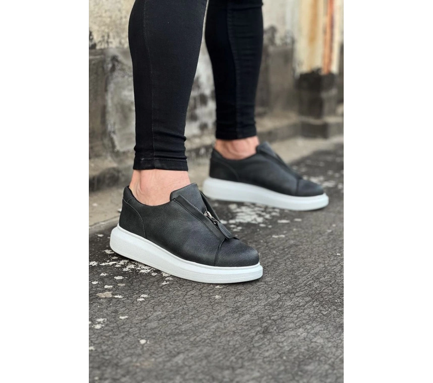 WG010 Gri Cilt Erkek Casual Ayakkabı
