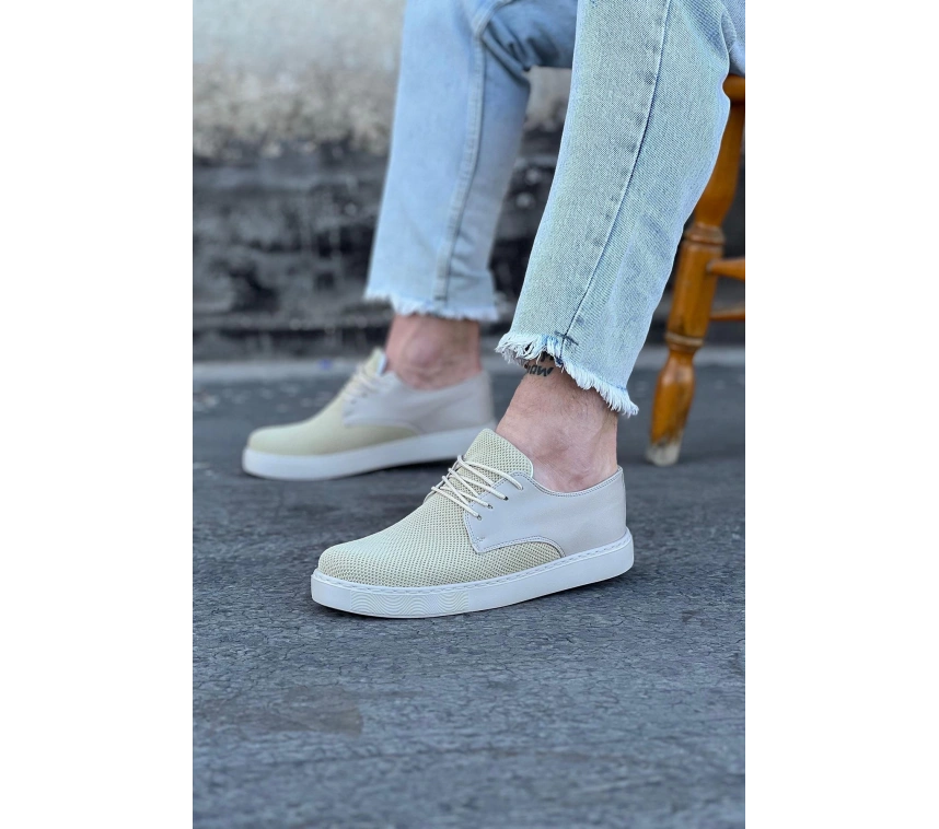 WG016 Bej Triko Erkek Casual Ayakkabı