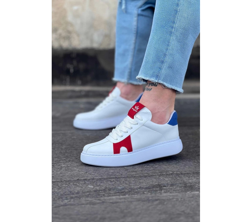 WG040 Beyaz Kırmızı Erkek Casual Ayakkabı