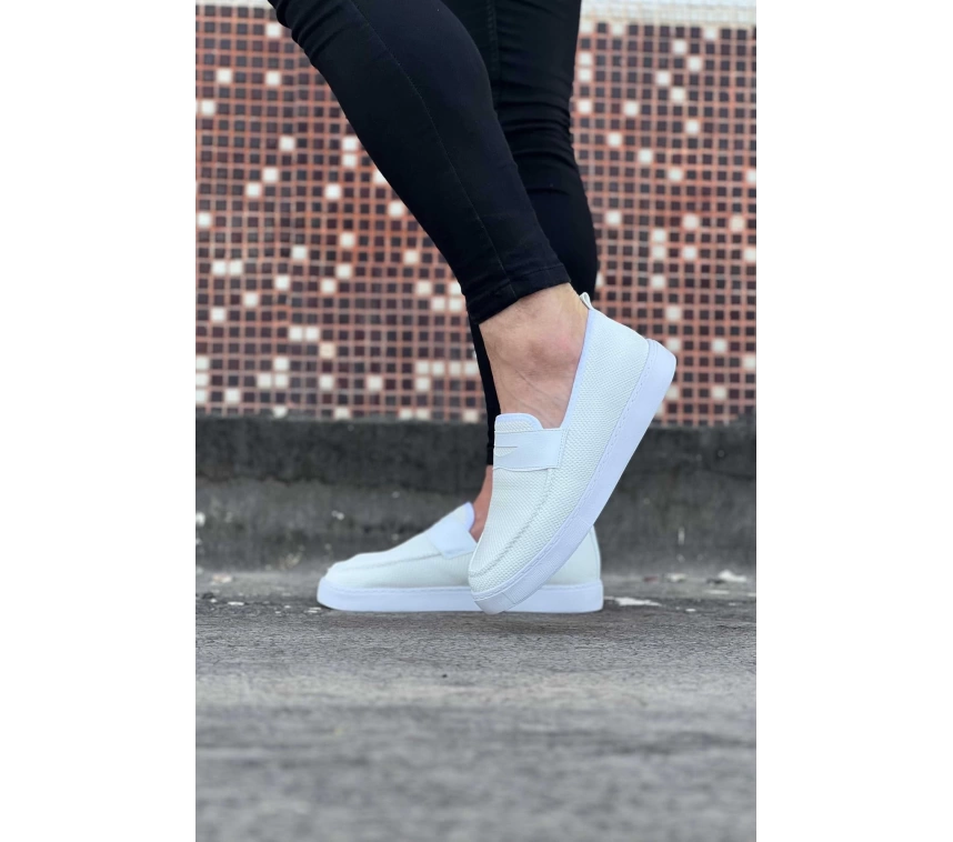 WG061 Beyaz Triko Babet Erkek Casual Ayakkabı