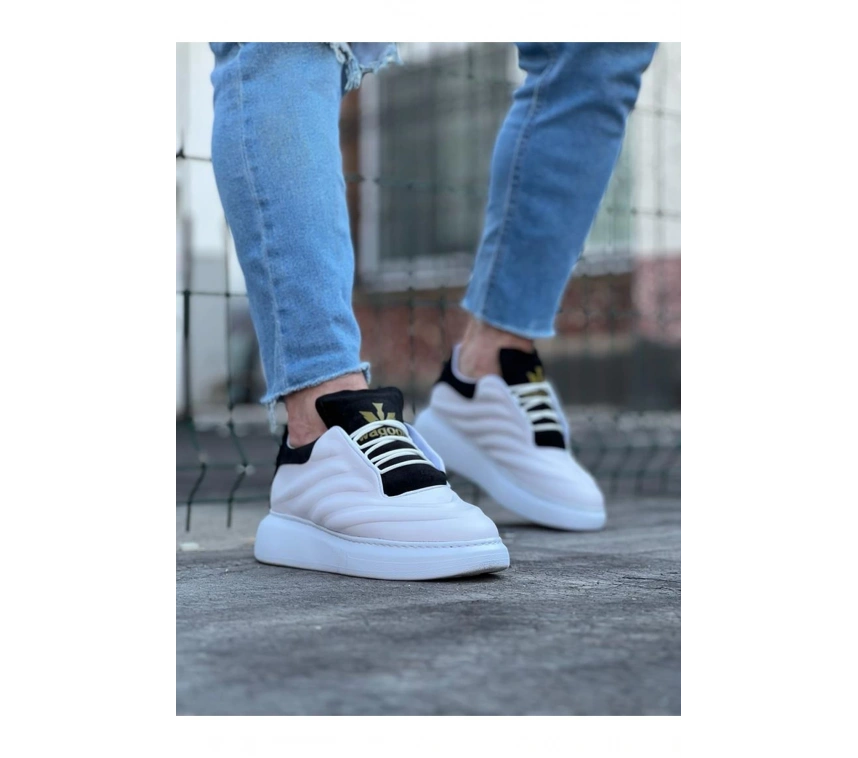 WG094 Beyaz Siyah Erkek Casual Ayakkabı