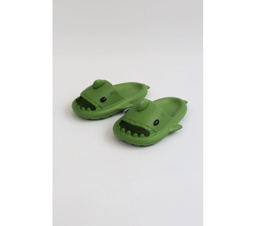 WG500 Köpekbalığı Haki Unisex Tam Ortopedik Terlik Shark Slides