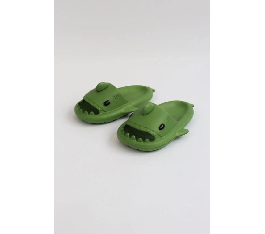 WG500 Köpekbalığı Haki Unisex Tam Ortopedik Terlik Shark Slides