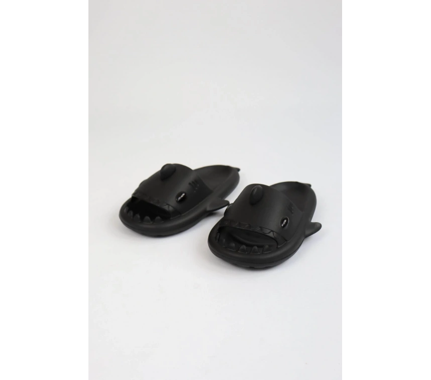 WG500 Köpekbalığı Siyah Unisex Tam Ortopedik Terlik Shark Slides