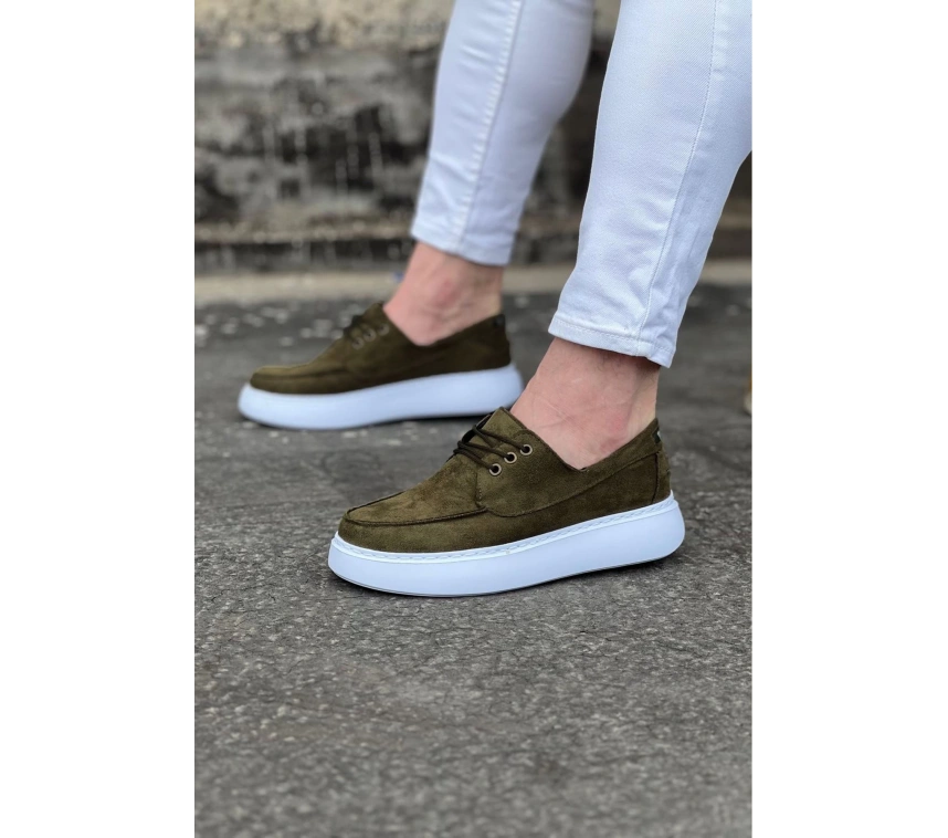 WG508 Haki Süet Ortopedik Taban Erkek Casual Ayakkabı