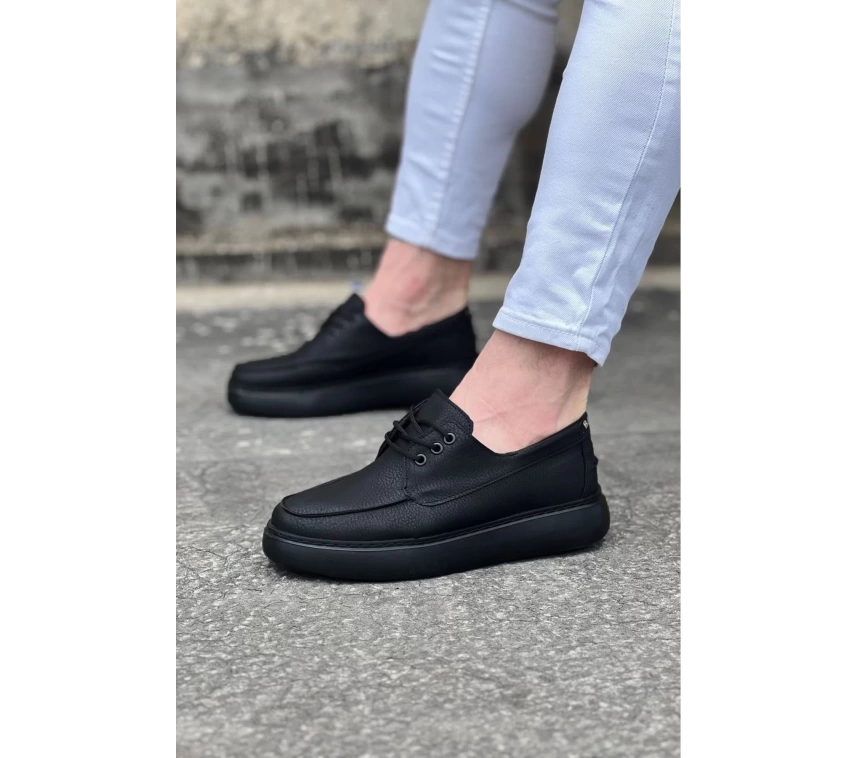 WG508 Kömür Cilt Ortopedik Taban Erkek Casual Ayakkabı