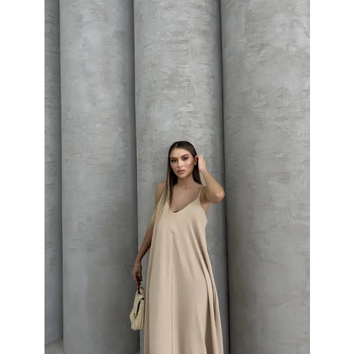 Aerobin uzun elbise bej pt