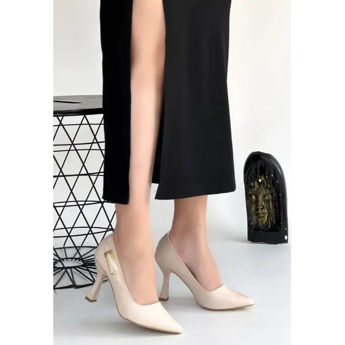 Cerin Bej Cilt Topuklu Ayakkabı